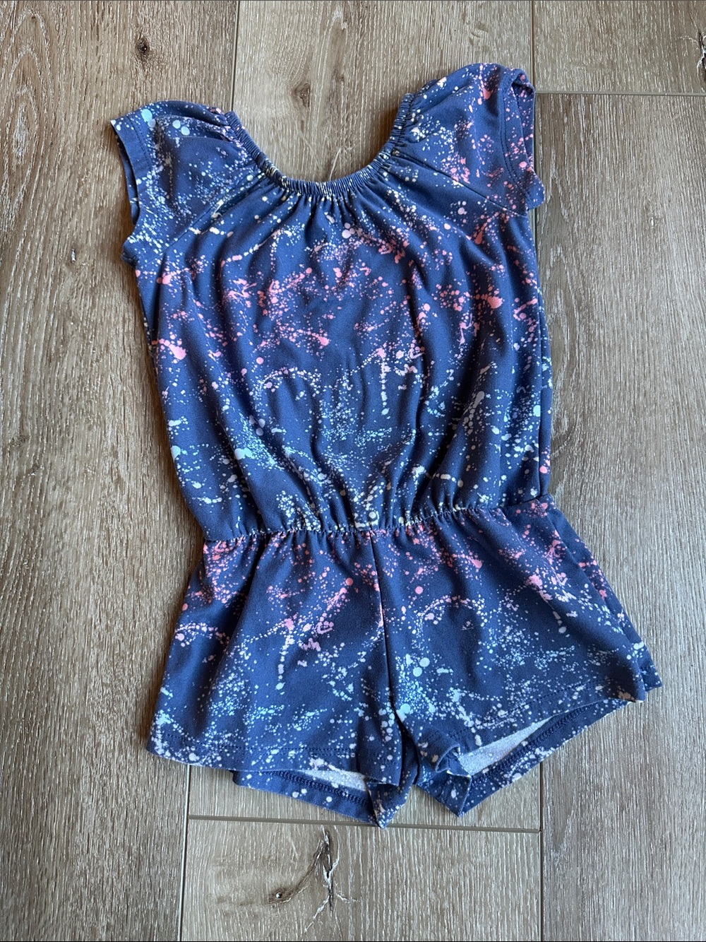 Epic Threads Navy Splatter Romper with Pink & Light Blue Accents SIZE 3T